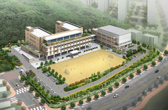 솔샘초등학교 신축공사 중 조경공사 시공 사진